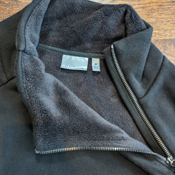 Athleta Cozy Karma Asym Pullover Fleece Black Size Medium - Picture 6 of 8